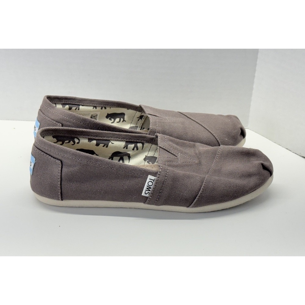 Toms Classics Ash Gray Women's Size 7W‎ Slip On Casual Canvas Flat Shoes